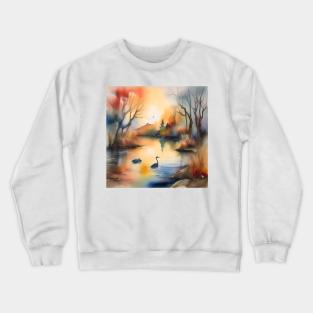 Fall Evening Scene E in Watercolors & Pen Crewneck Sweatshirt